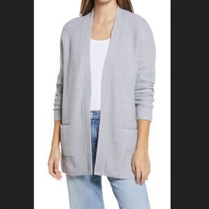 Caslon Grey Heather Open Front Cardigan Size XS